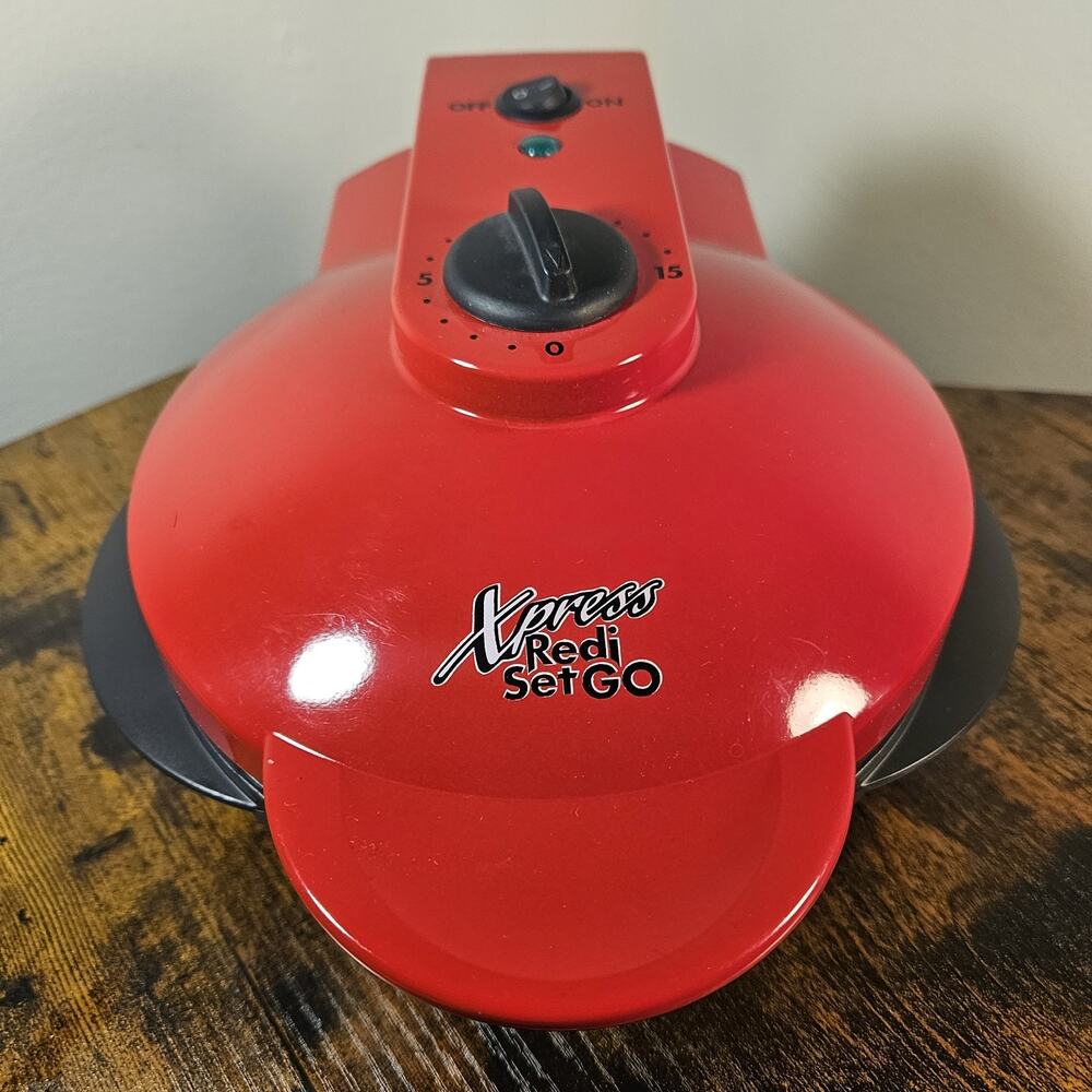 Xpress Redi-Set-Go Electric Cooker Grill 05-53688 Red Mini Griddle Tested